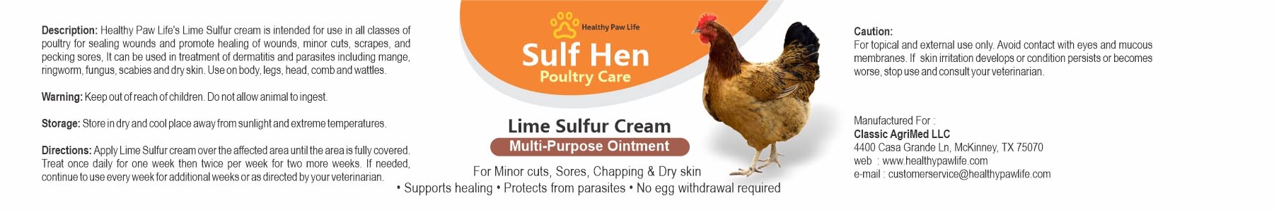Healthy Paw Life Lime Sulfur Ointment applied to poultry skin for soothing relief.
