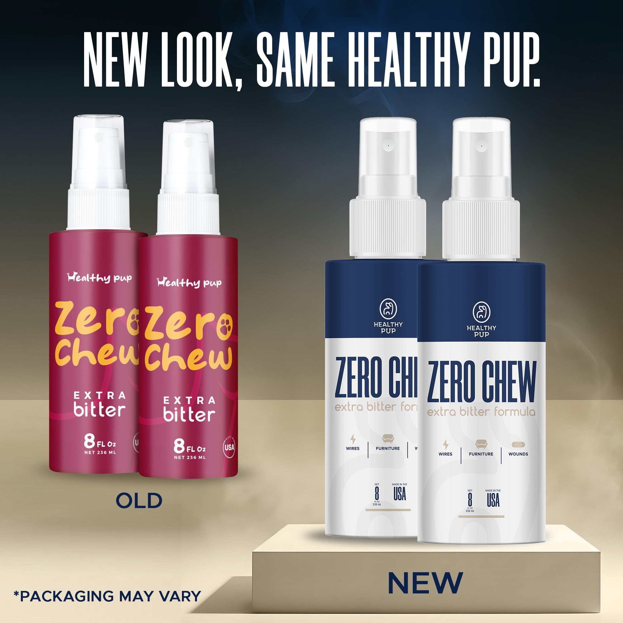 Healthy Pup No Chew Spray application mist demonstrates easy, even coverage for deterrent use