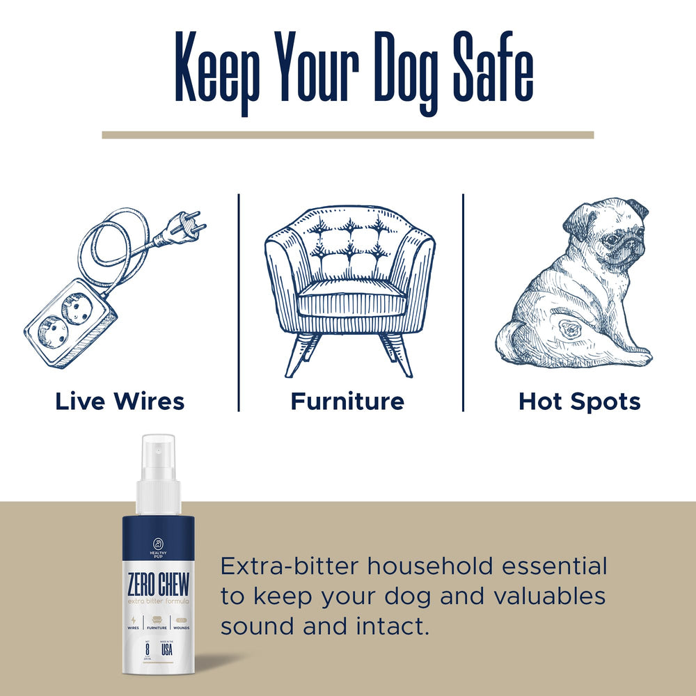 Healthy Pup No Chew Spray deters wires and cords by applying on problem areas