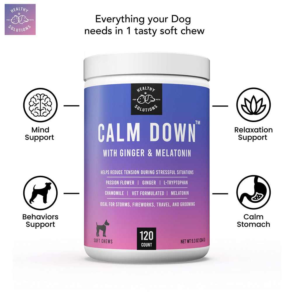 Healthy Solutions For Pets Calming Chews close-up highlights tasty texture for stress relief.