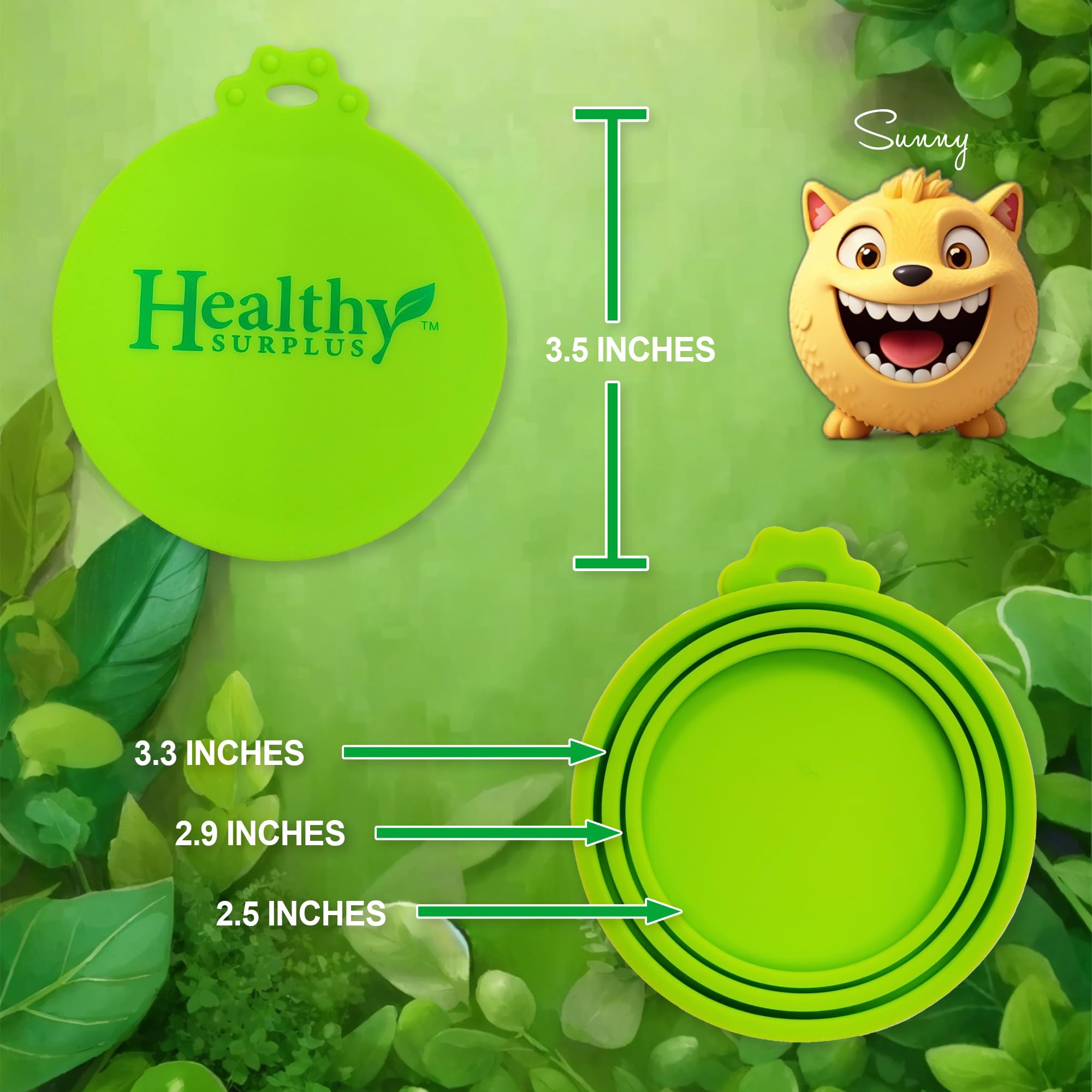 Healthy Surplus silicon can lid bundle image emphasizes easy reseal and freshness