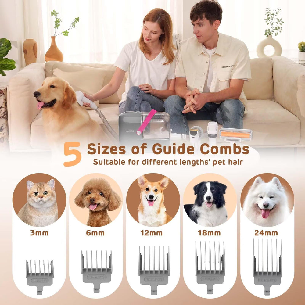 HEAPETS 7-tool grooming set enables comprehensive at-home deshedding, trimming, and cleaning.