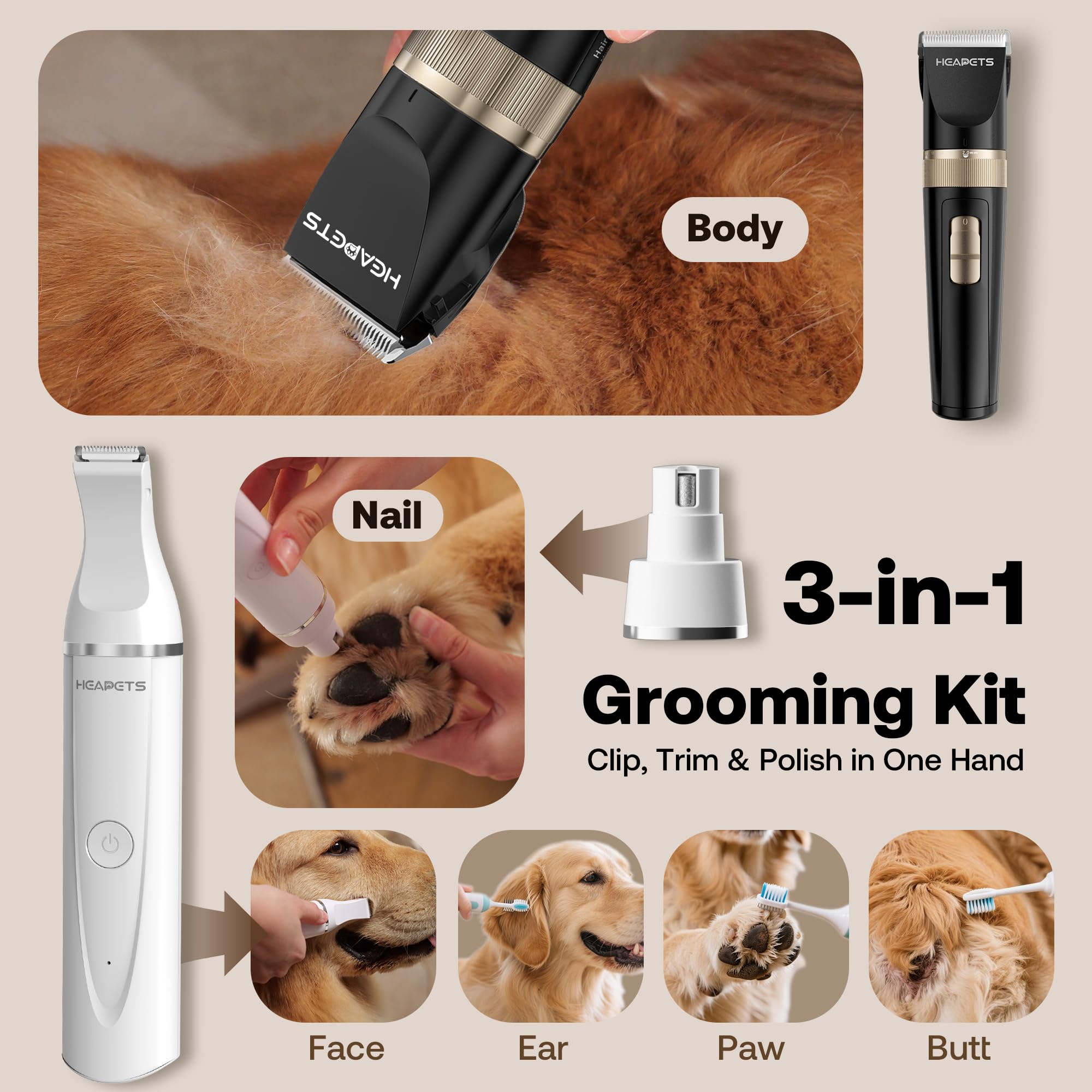 HEAPETS cordless grooming enables flexible, hassle-free trimming