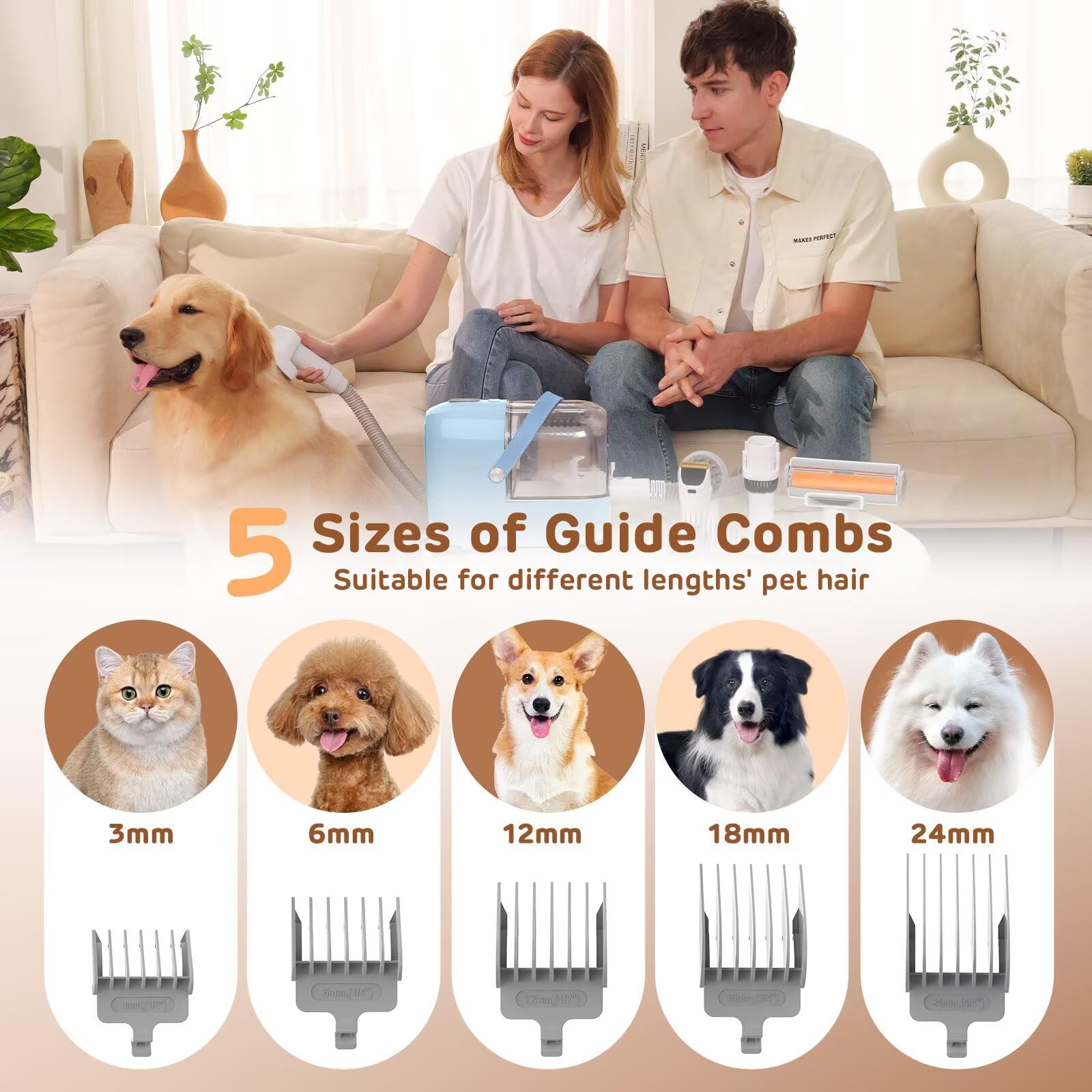 HEAPETS deshedding brush clears loose fur for sleeker coat