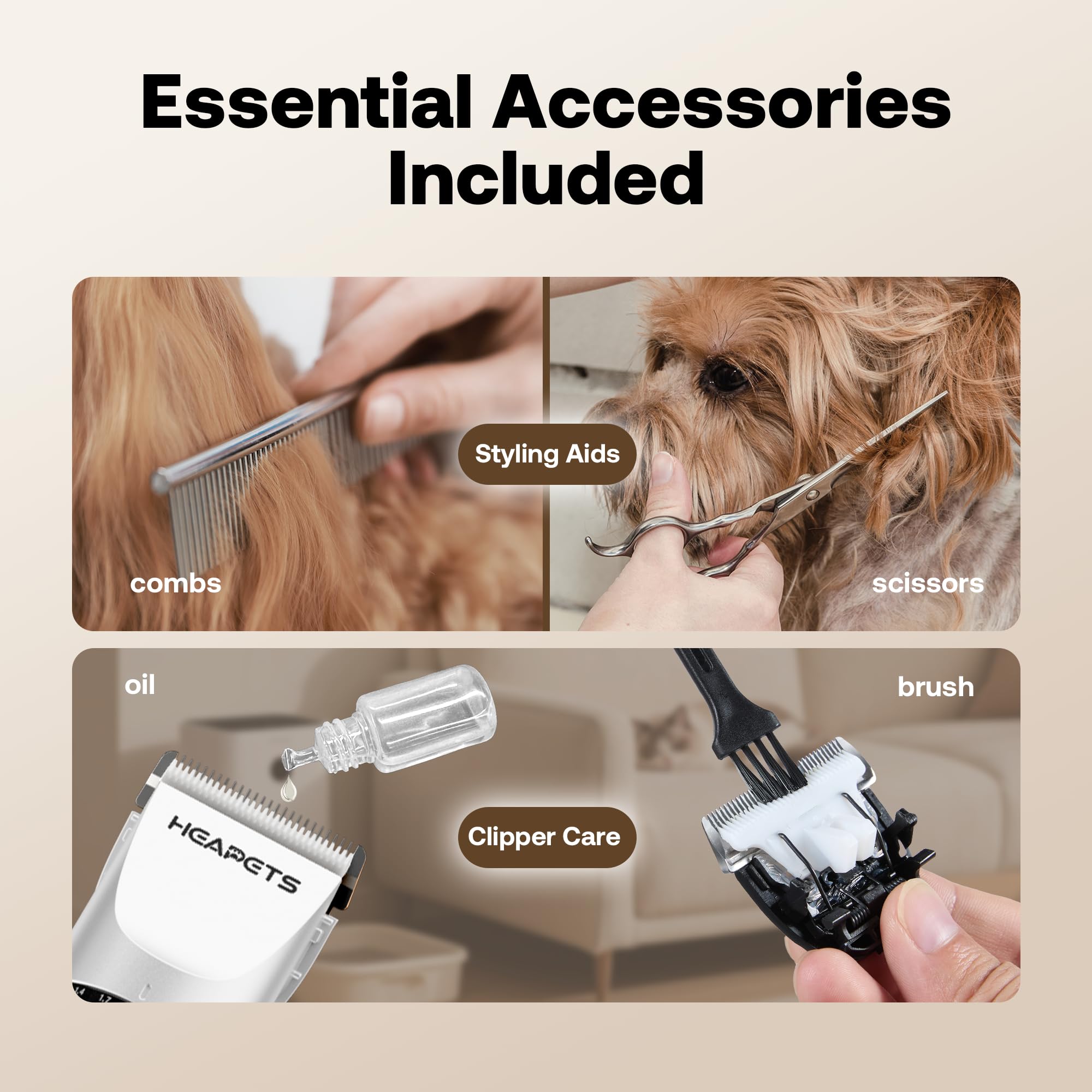 HEAPETS dog clippers cleaning and waterproof blade for easy upkeep.