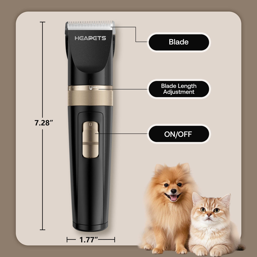 HEAPETS dog clippers grooming-setup suitable for home and professionals.