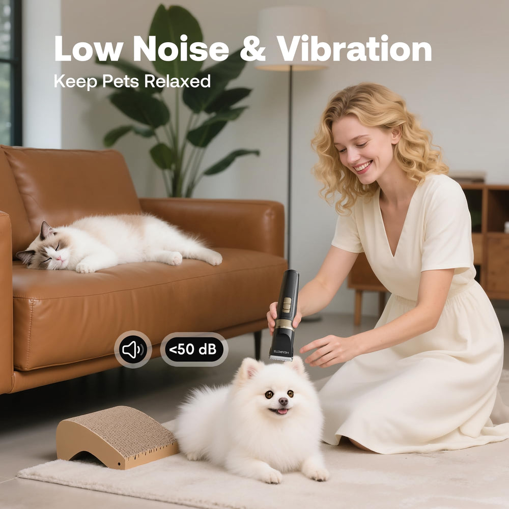 HEAPETS dog clippers low-noise motor keeps shy pets calm.