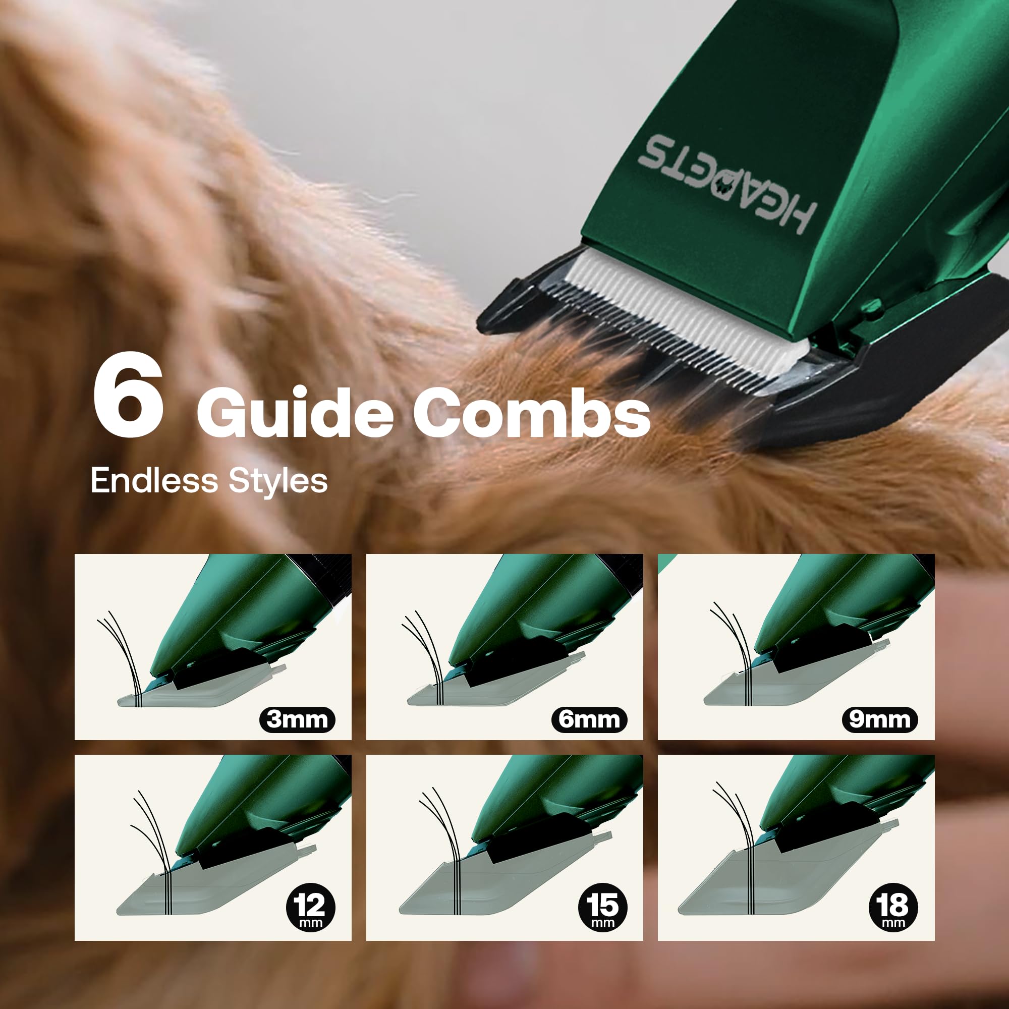 HEAPETS dog clippers detachable-blade waterproof for quick cleaning after trims.