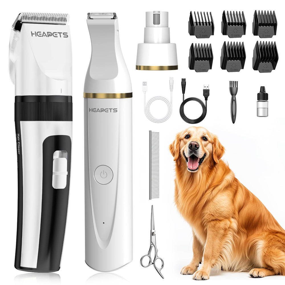 HEAPETS dog hair clippers kit overview shows cordless grooming flexibility at home.