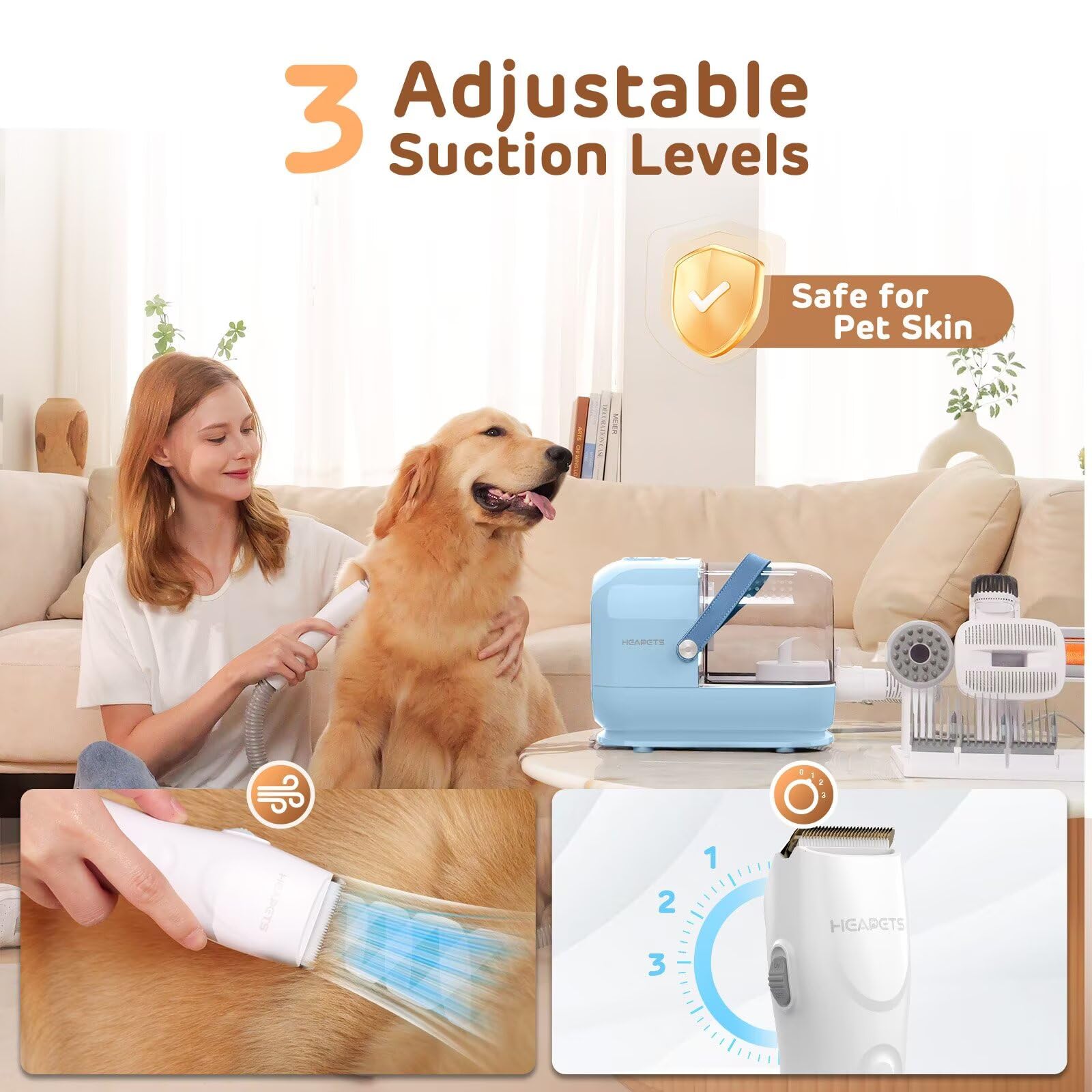 HEAPETS grooming vacuum attachments brush for efficient fur collection on furniture