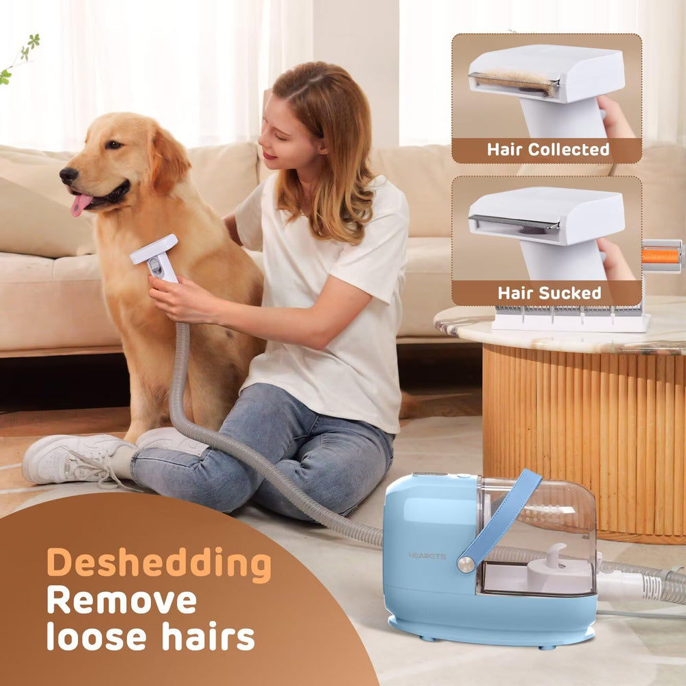 HEAPETS low-noise suction with adjustable levels eases anxious pets