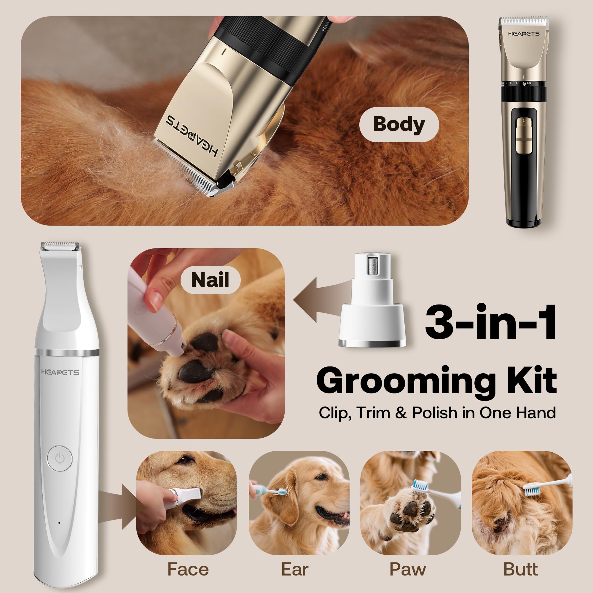 HEAPETS paw nail grinder tool for smoother nails and safer clipping
