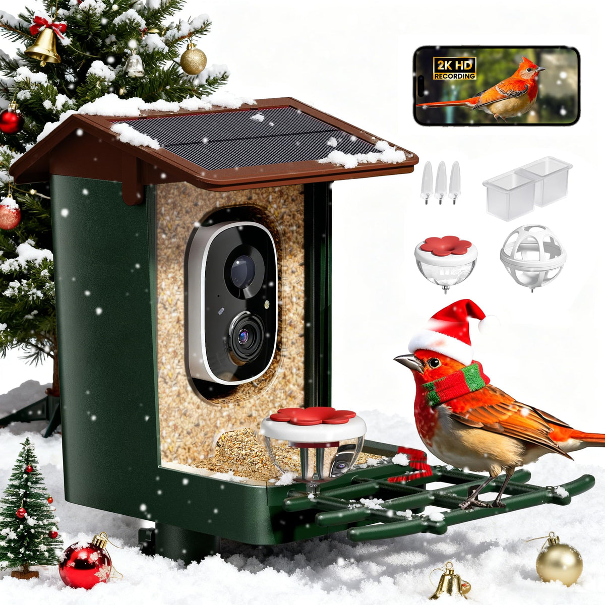 HEAPETS Smart Bird Feeder camera front view for crisp backyard birdwatching