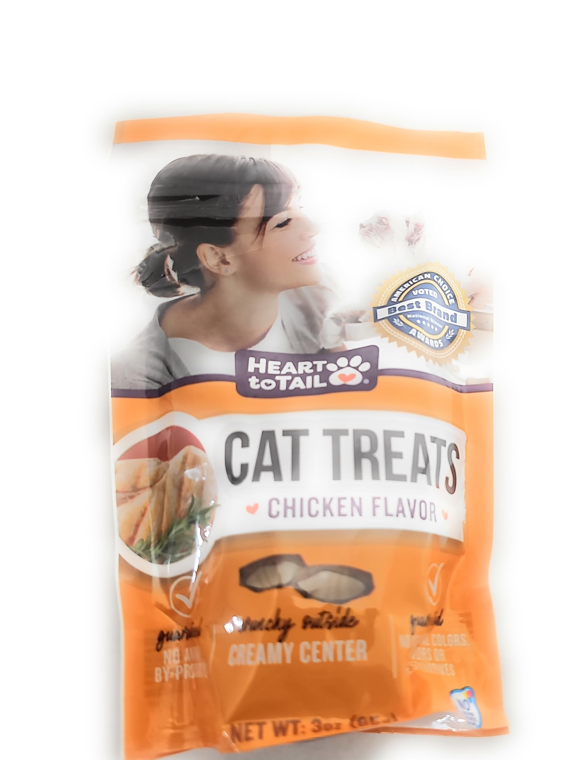 Heart To Tail chicken flavored cat treats 5-pack box image, convenient multi-snack option.