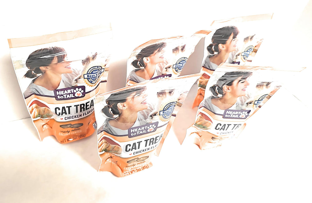Heart To Tail chicken flavored cat treats creamy-inside cross-section, delivering a satisfying bite.