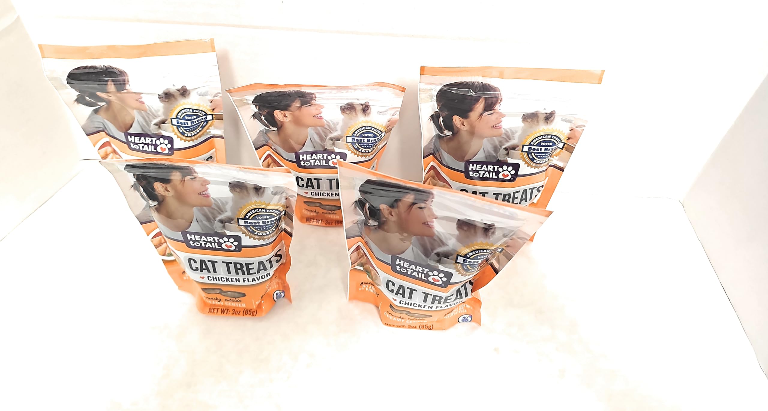 Heart To Tail chicken flavored cat treats crunch-exterior close-up, a quick reward for good behavior.
