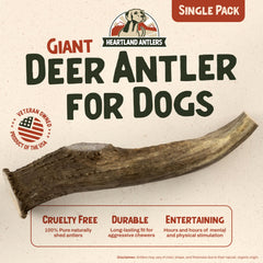 Heartland Antlers closeup durable-split—long-lasting chew helps curb destructive chewing.
