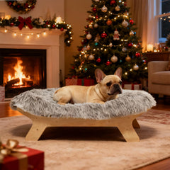 HEAVE SPROUT elevated dog bed frame showing sturdy wood support for comfortable naps