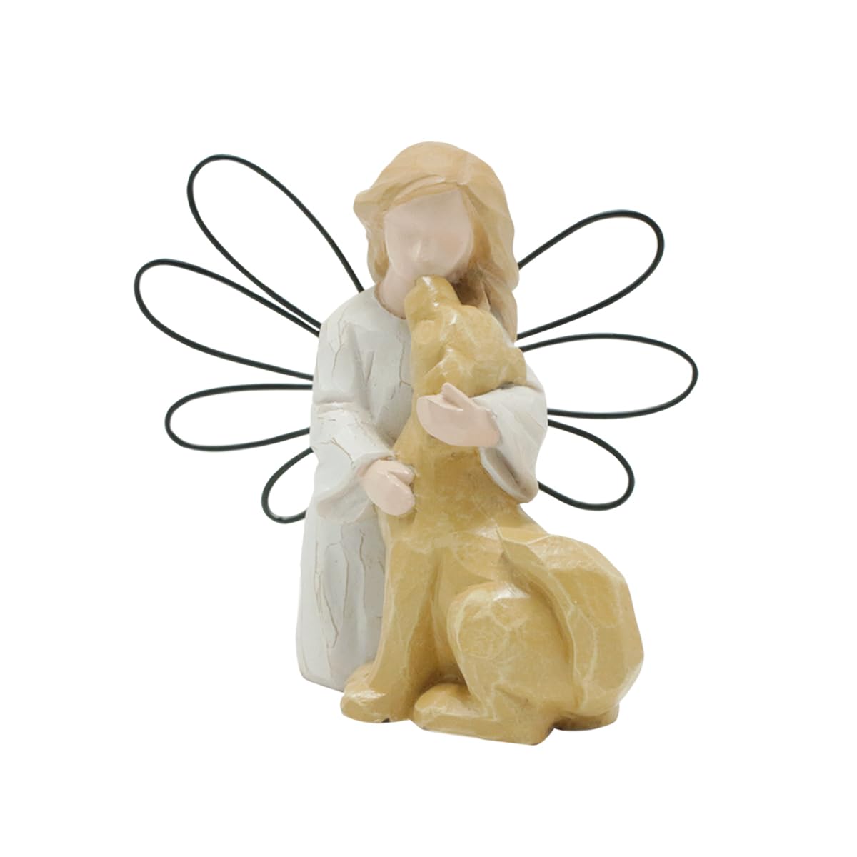 HEBYJO Angel Kissing Dog Statue front view for timeless companionship décor