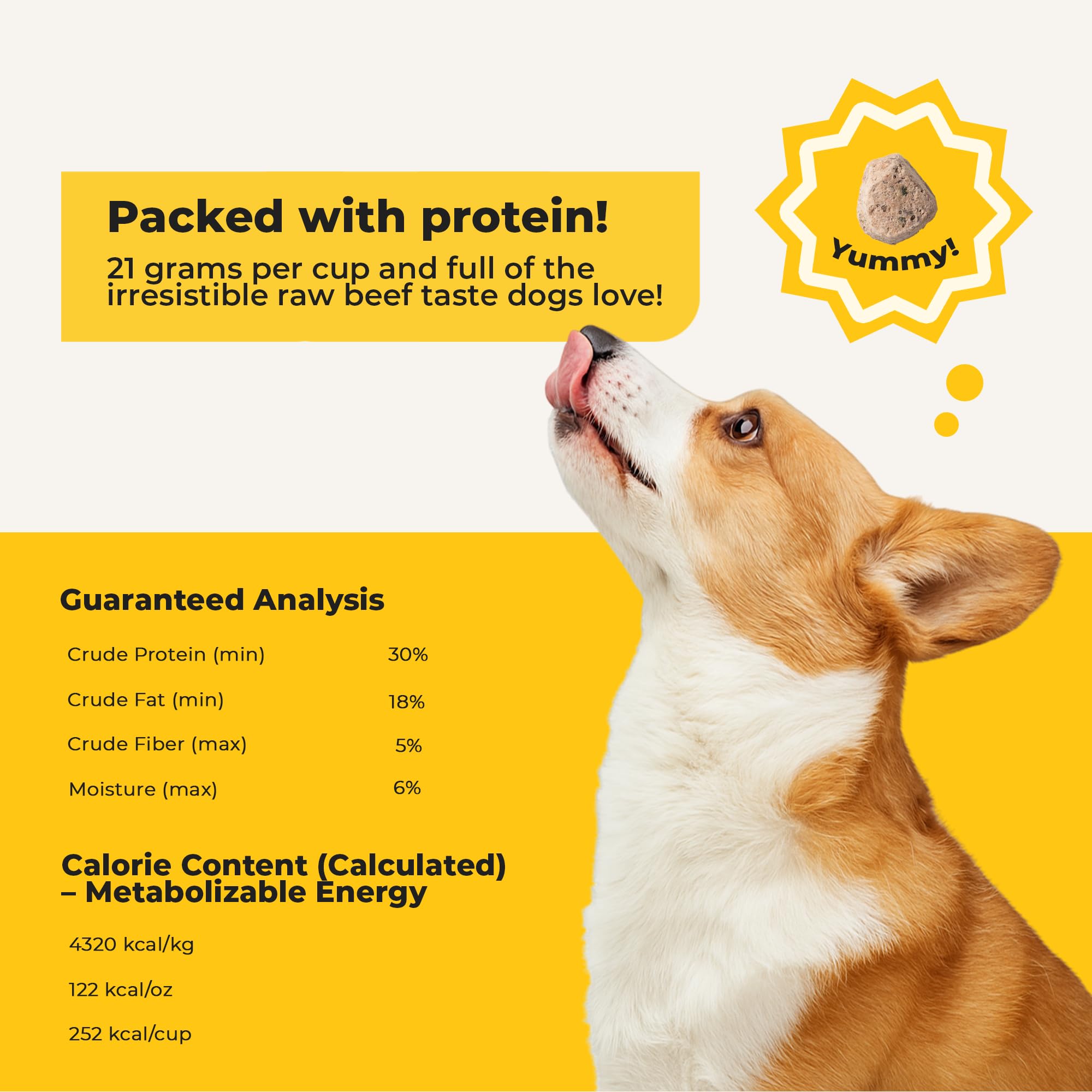 Heckova! Bow Wow training treat image emphasizes rewarding, freeze-dried texture for motivation.