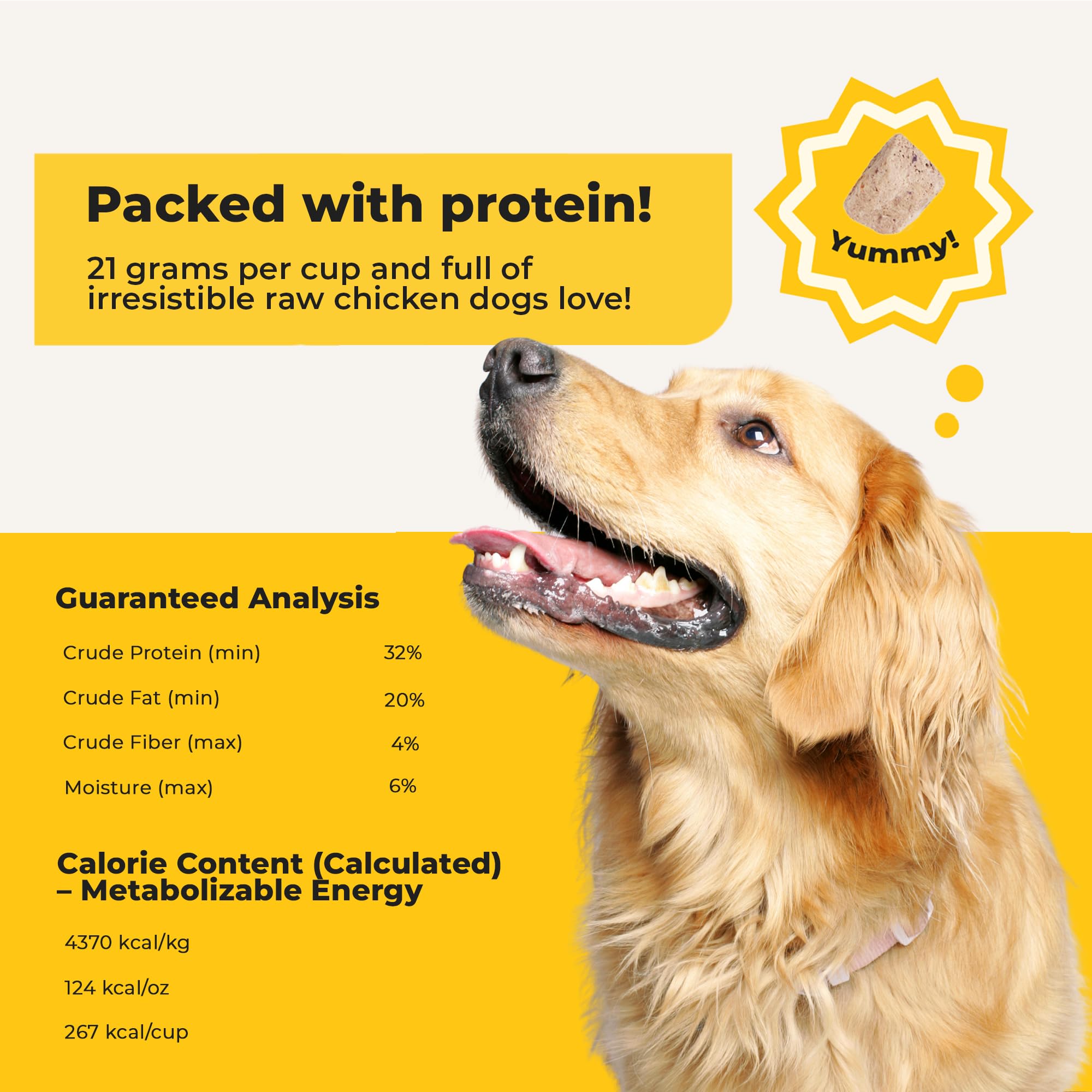 Heckova! Chonky Chicken label highlights 21g protein per cup.