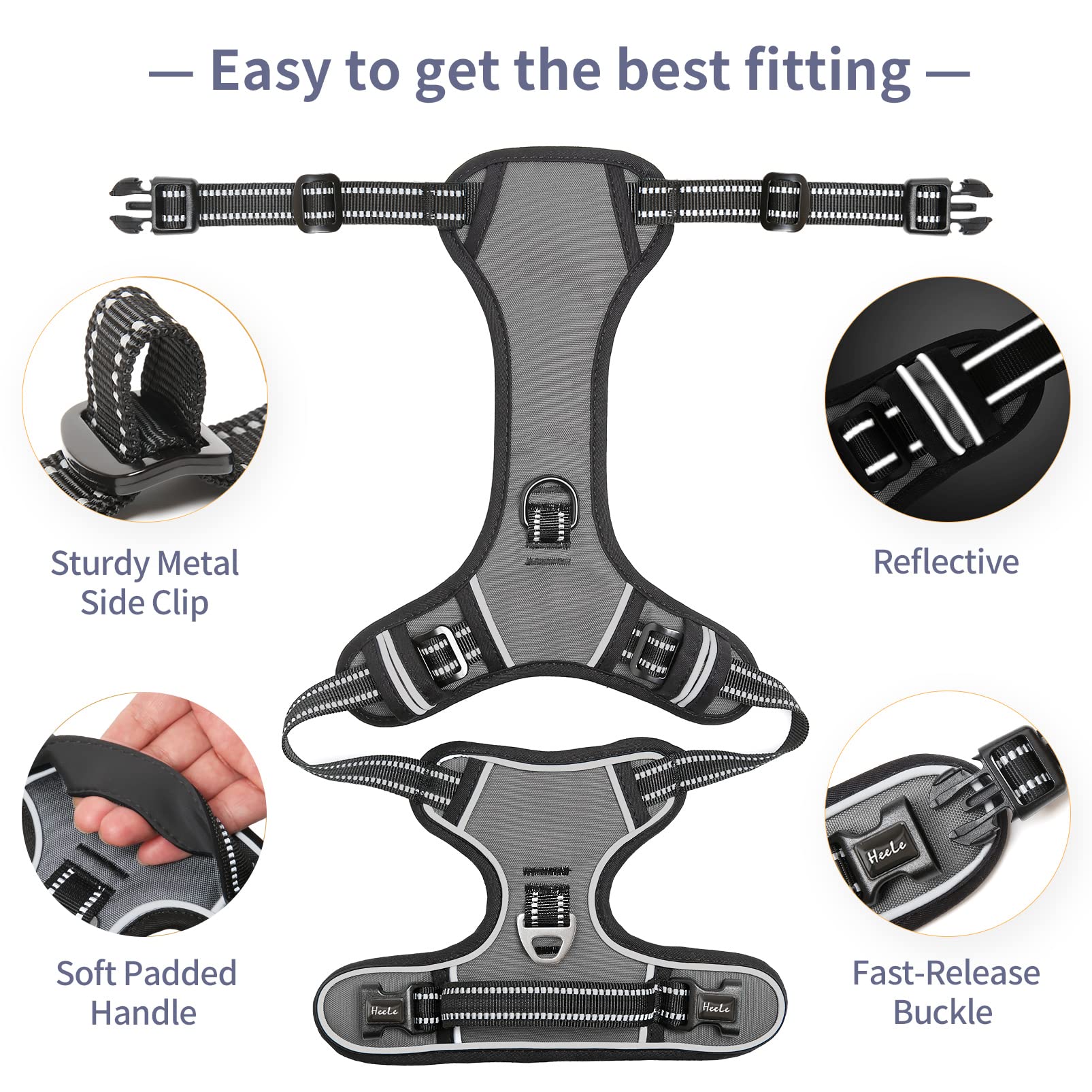 HEELE Dog Harness back-handle-walking provides quick control during outdoor strolls