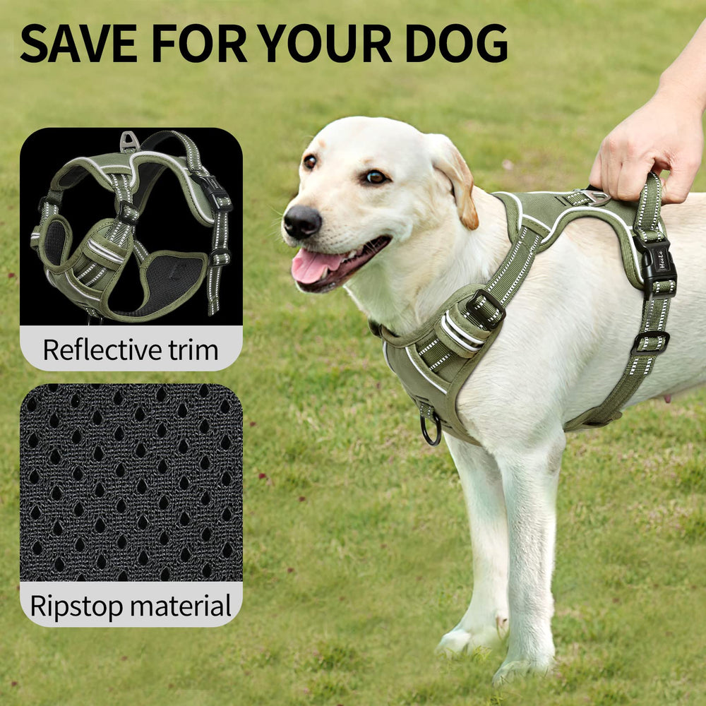 HEELE dog harness back handle provides quick control and easy car loading