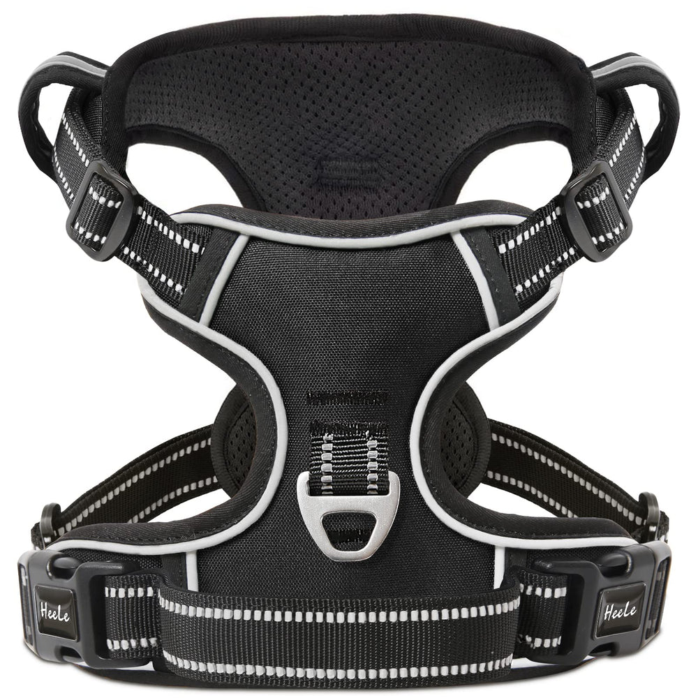 HEELE dog harness back view highlights dual leash rings for versatility.