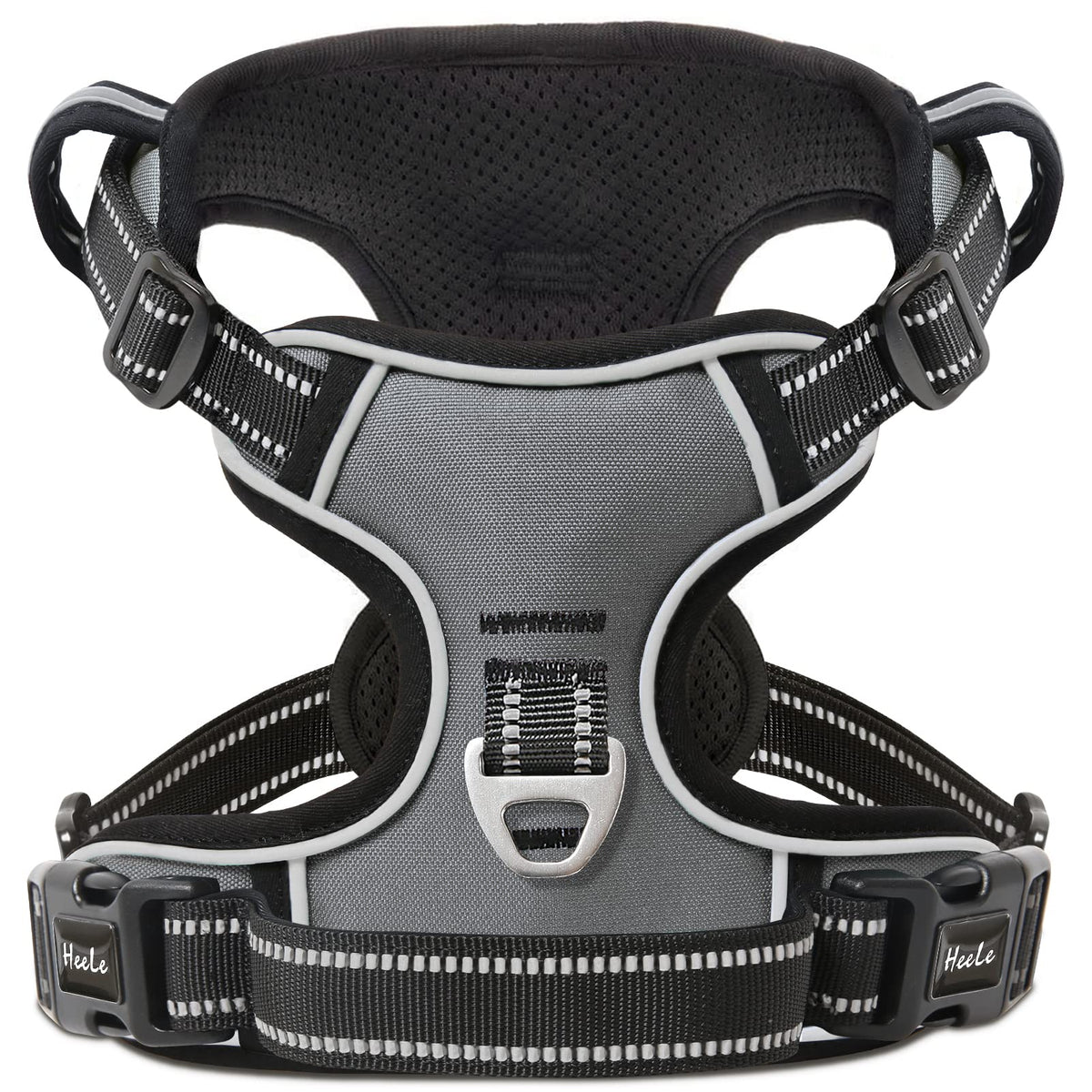 HEELE Dog Harness front view illustrates no-pull design for calmer walks