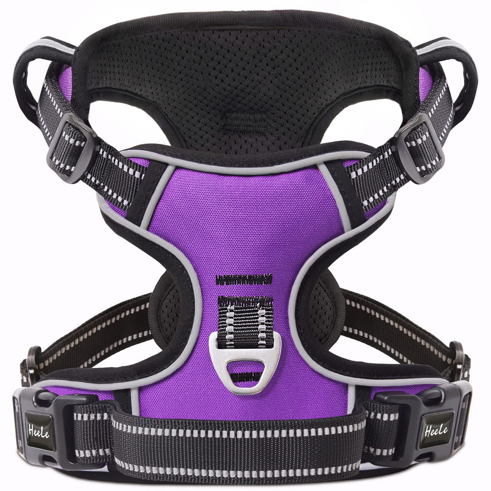 HEELE dog harness front view showing no-pull design for calmer walks.