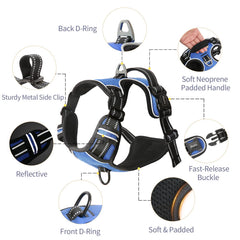 HEELE dog harness with reflective strips enhances visibility at night