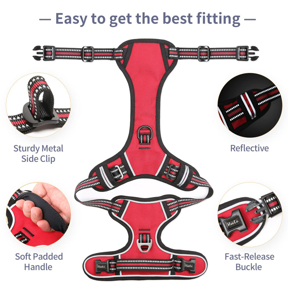 HEELE Dog Harness reflective strips boost visibility at night.