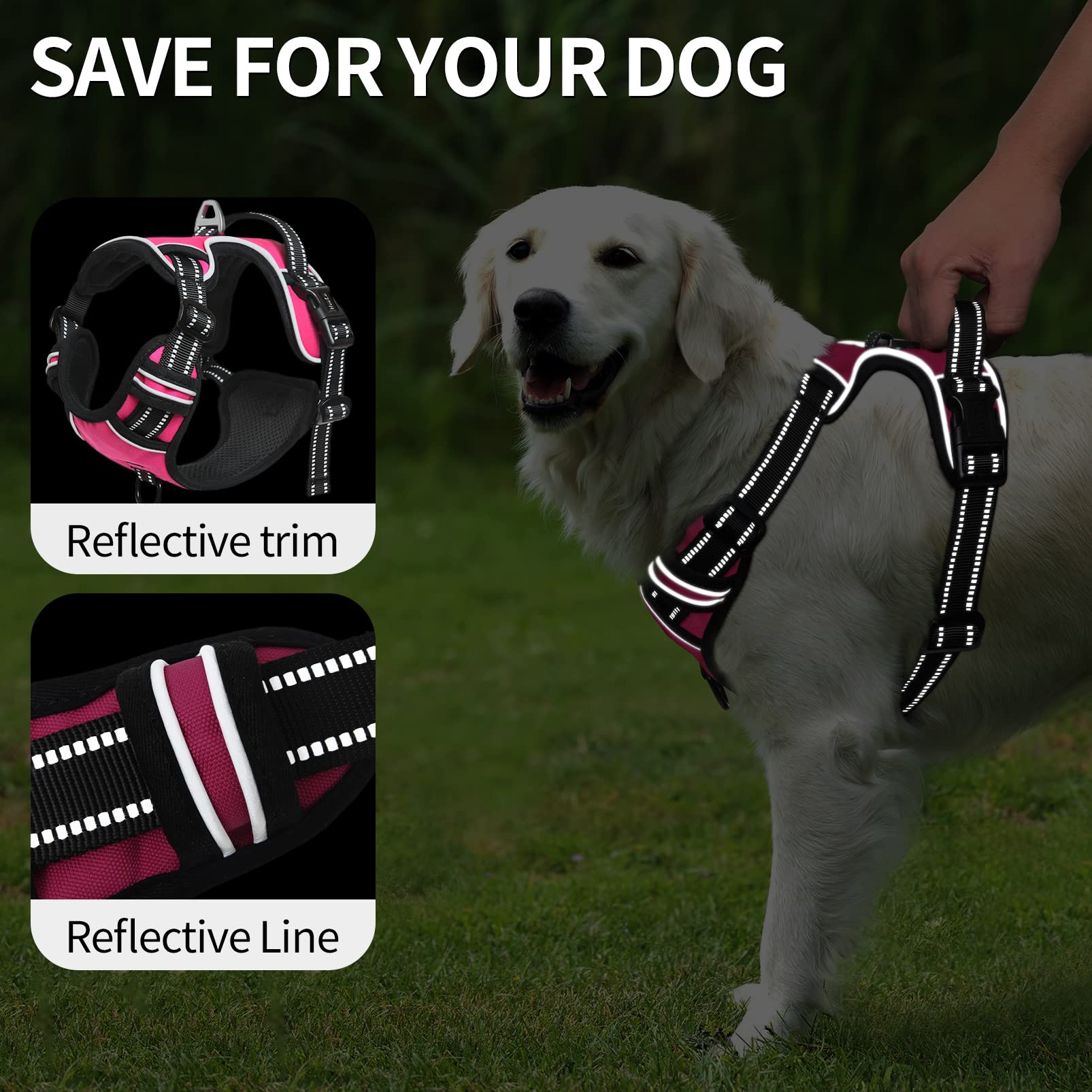 HEELE dog harness Rose M emergency handle enables quick control when needed