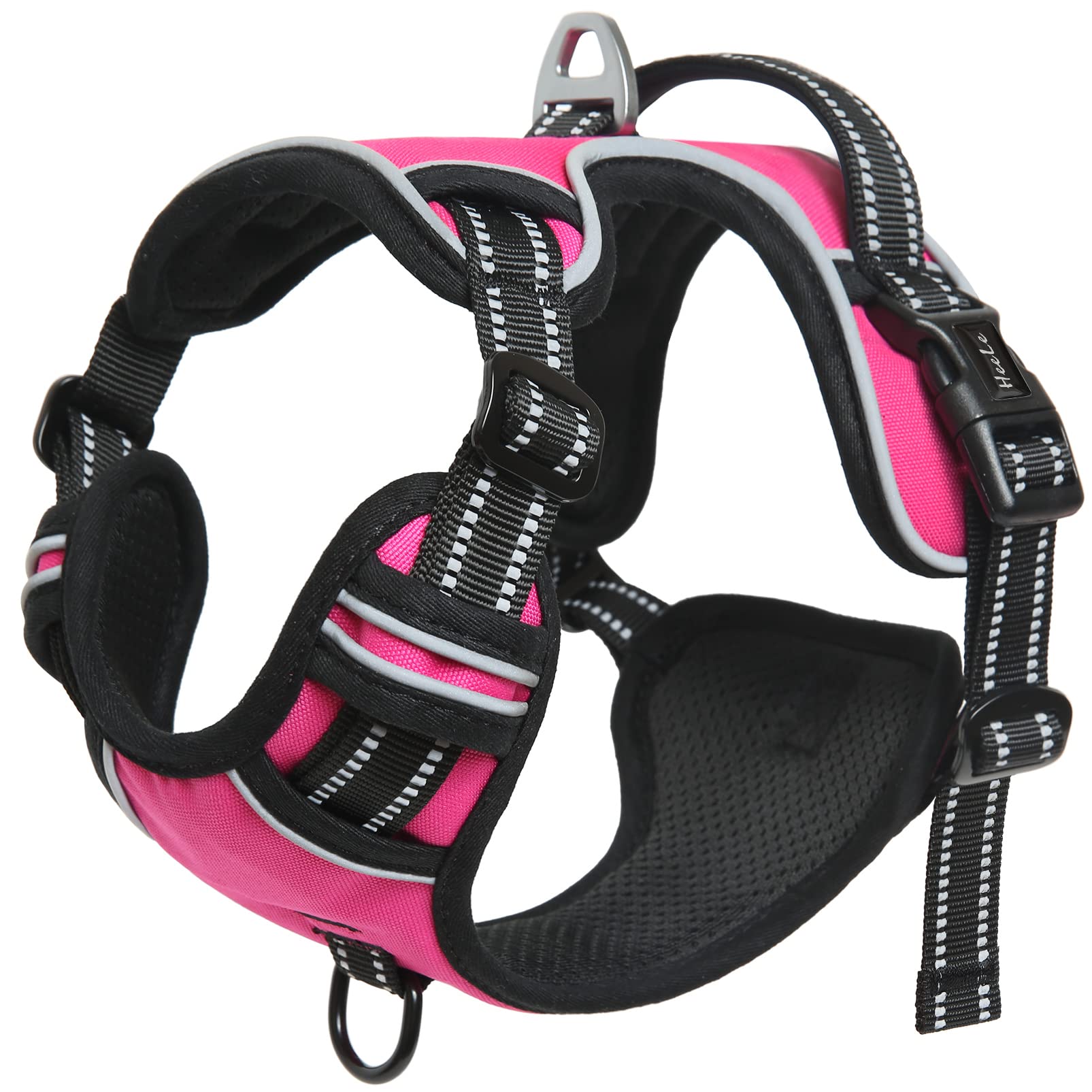 HEELE dog harness rose XL back view highlighting sturdy handle for quick control