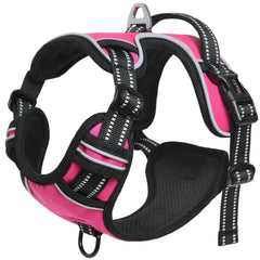 HEELE dog harness rose XL back view highlighting sturdy handle for quick control