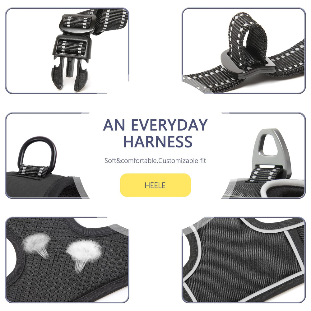 HEELE dog harness size L demonstrates adjustable straps for proper fit.
