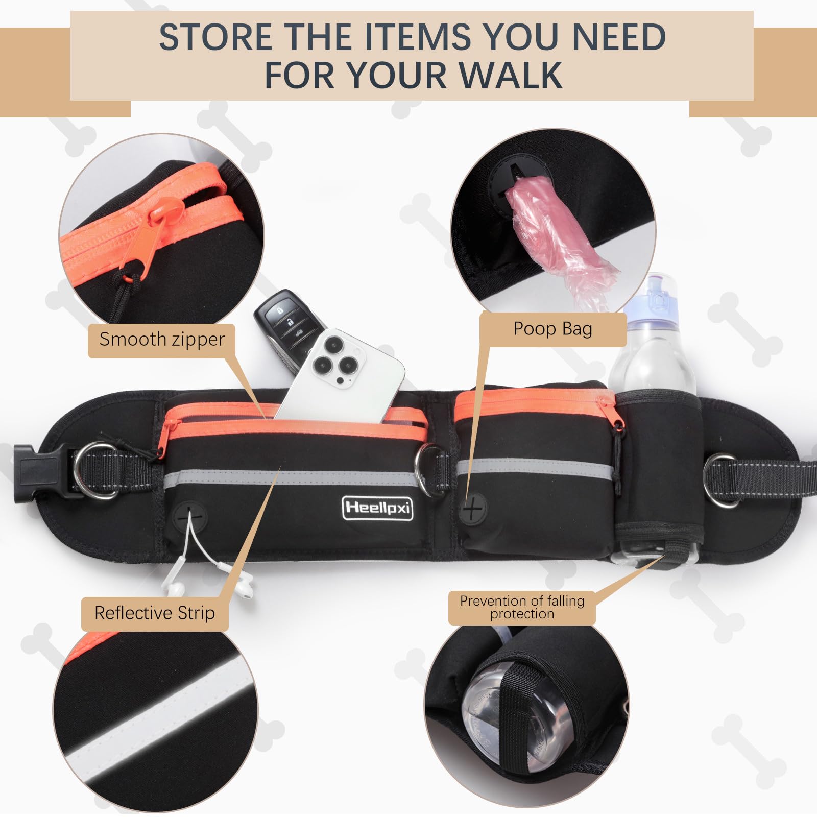 Heellpxi dual-handle bungee leash provides extra control during busy sidewalks.