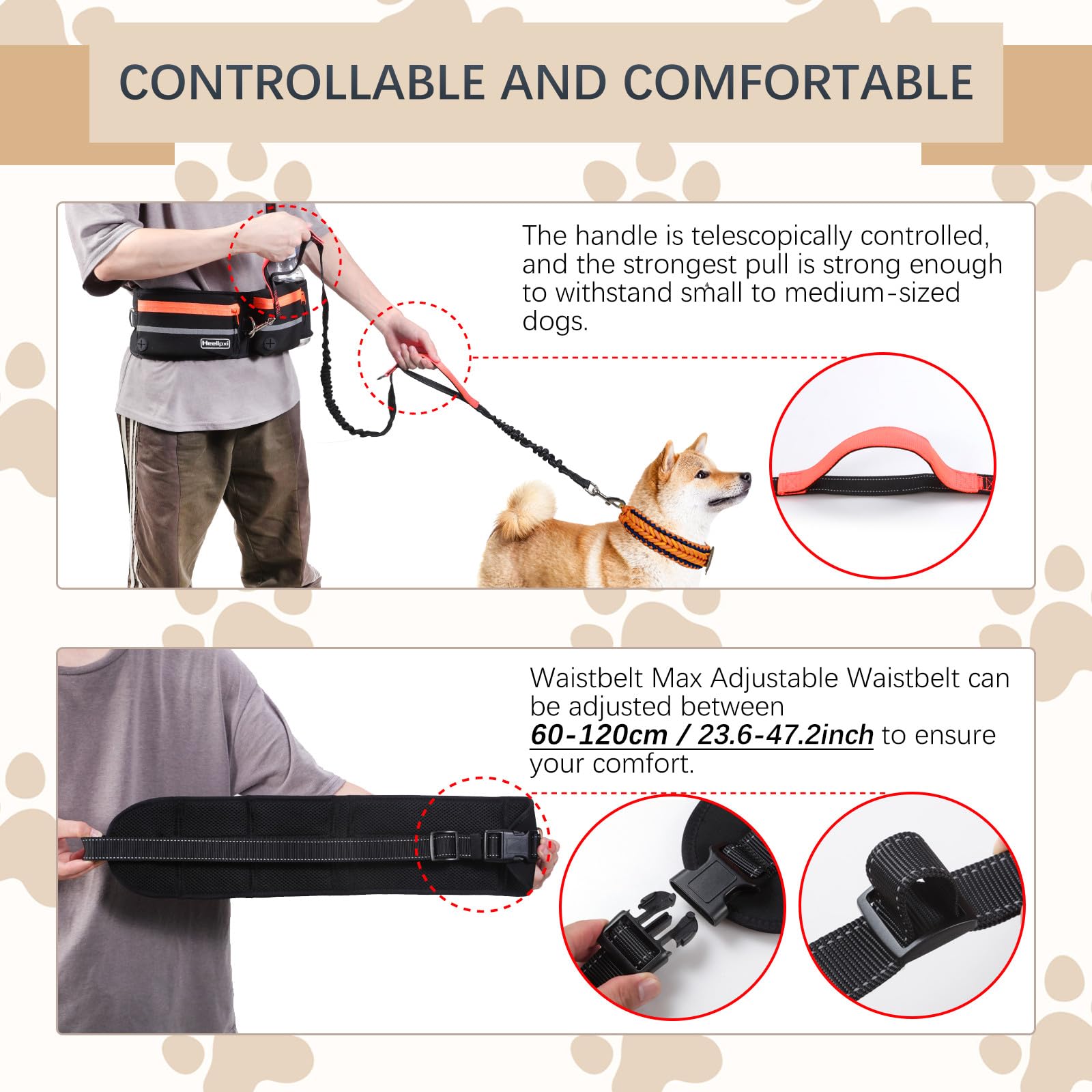 Heellpxi poo-bag strap access simplifies quick cleanups on walks.
