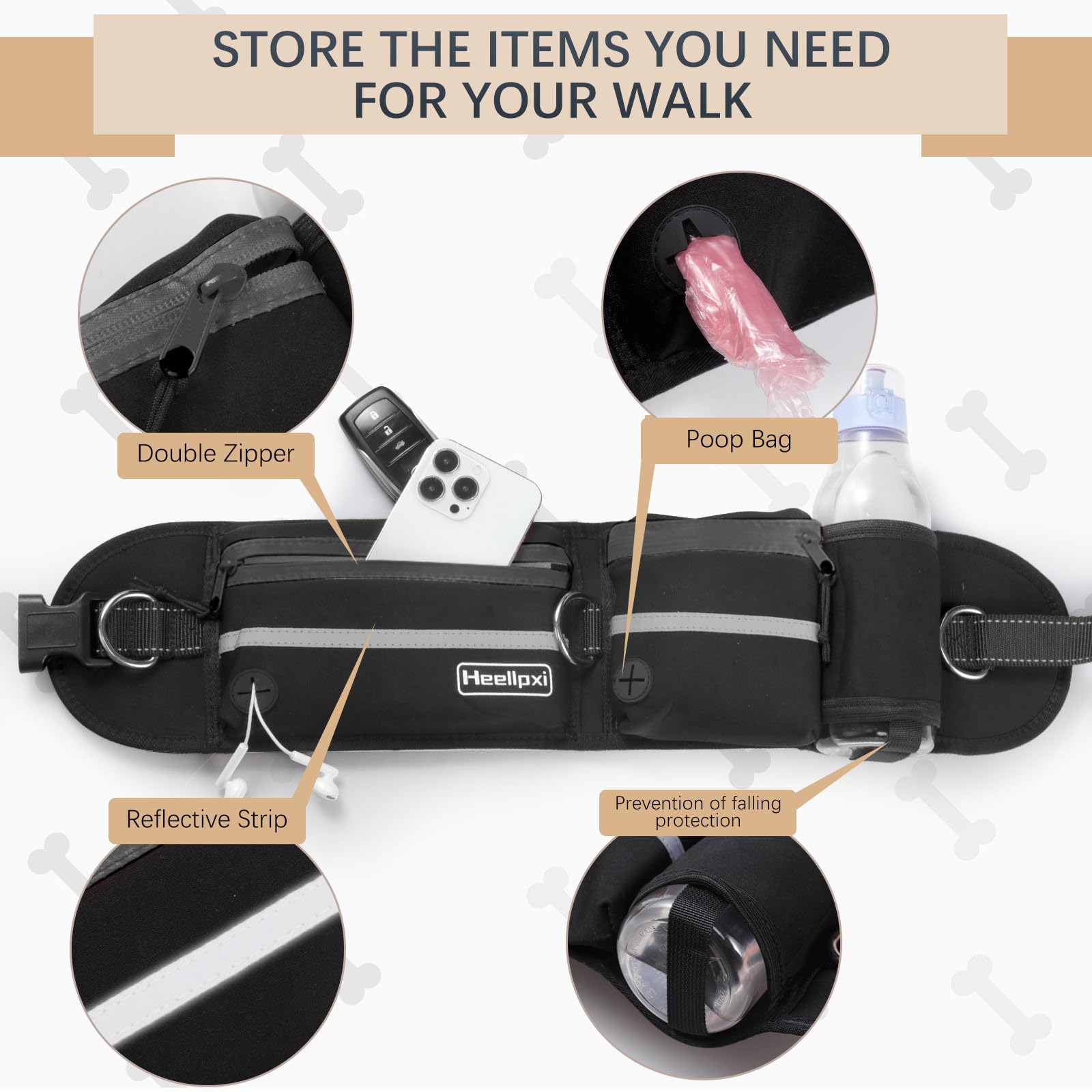 Heellpxi poo bag accessory pocket streamlines cleanup on the go.