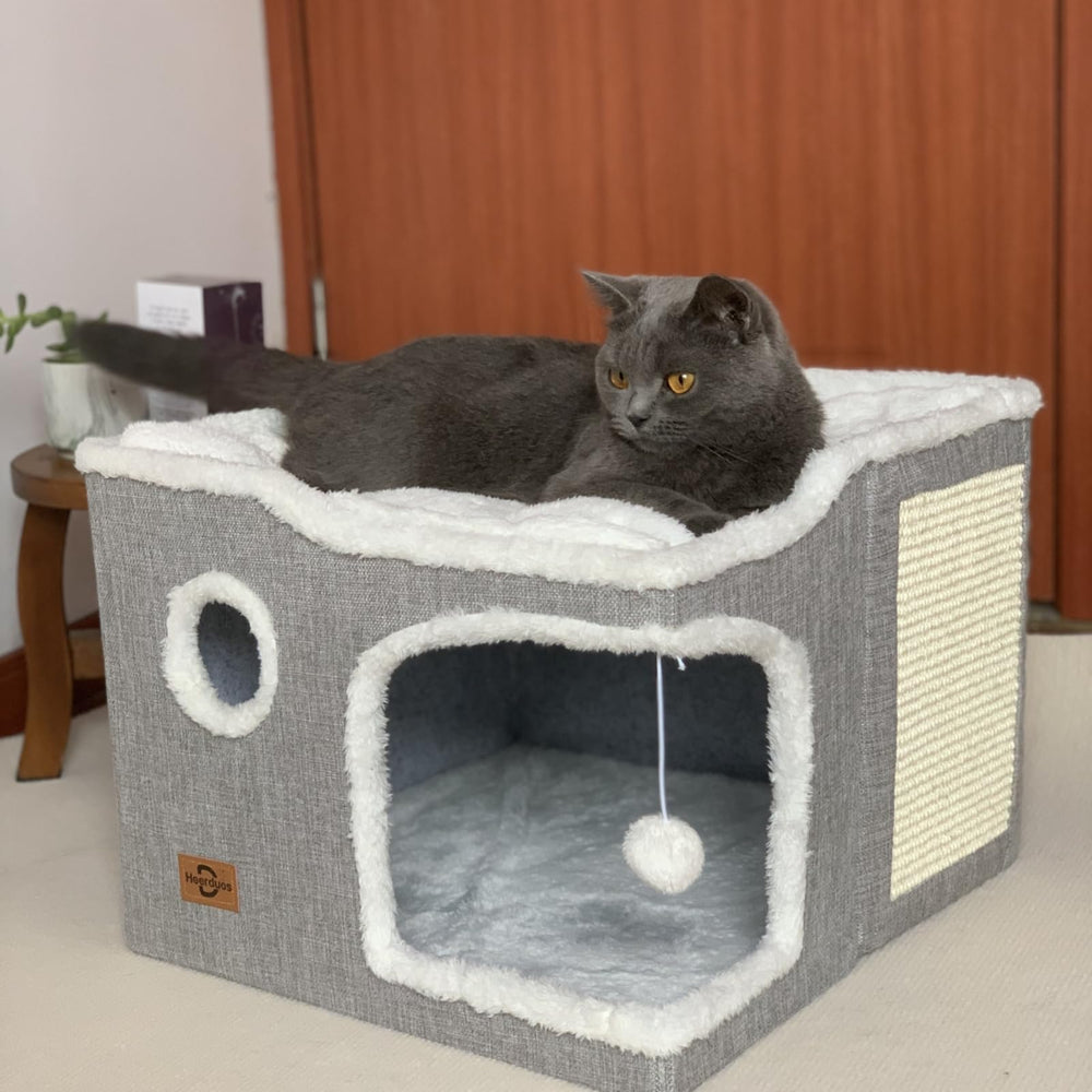 Heerduos cat bed indoor cave-entry hole for easy entry and cozy hides.