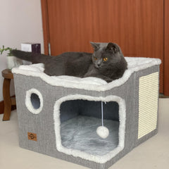 Heerduos cat bed indoor cave-entry hole for easy entry and cozy hides.
