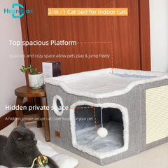 Heerduos cat bed shows sisal scratching area for claws.