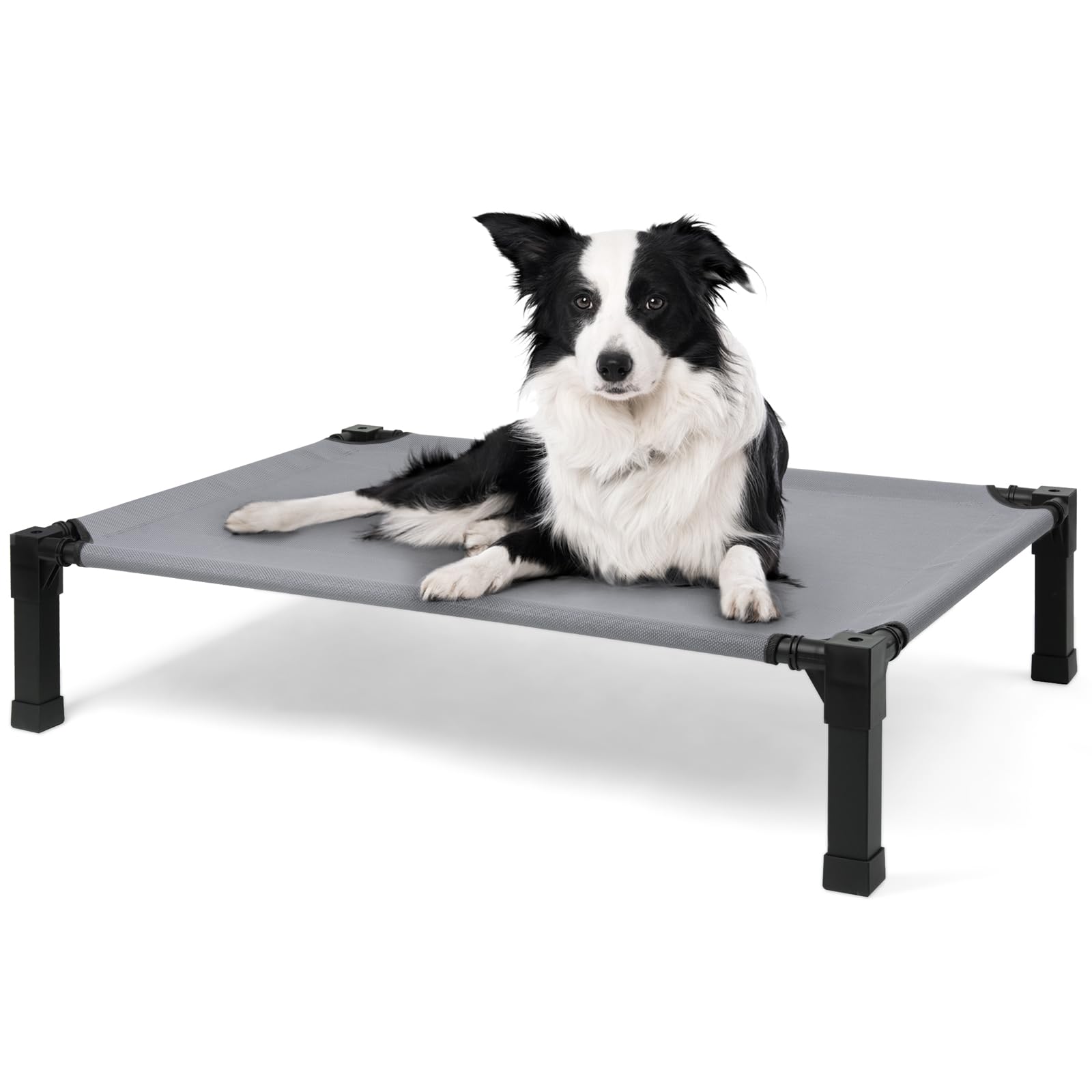 Heeyoo cooling dog bed with mesh frame provides breathable comfort on warm days.