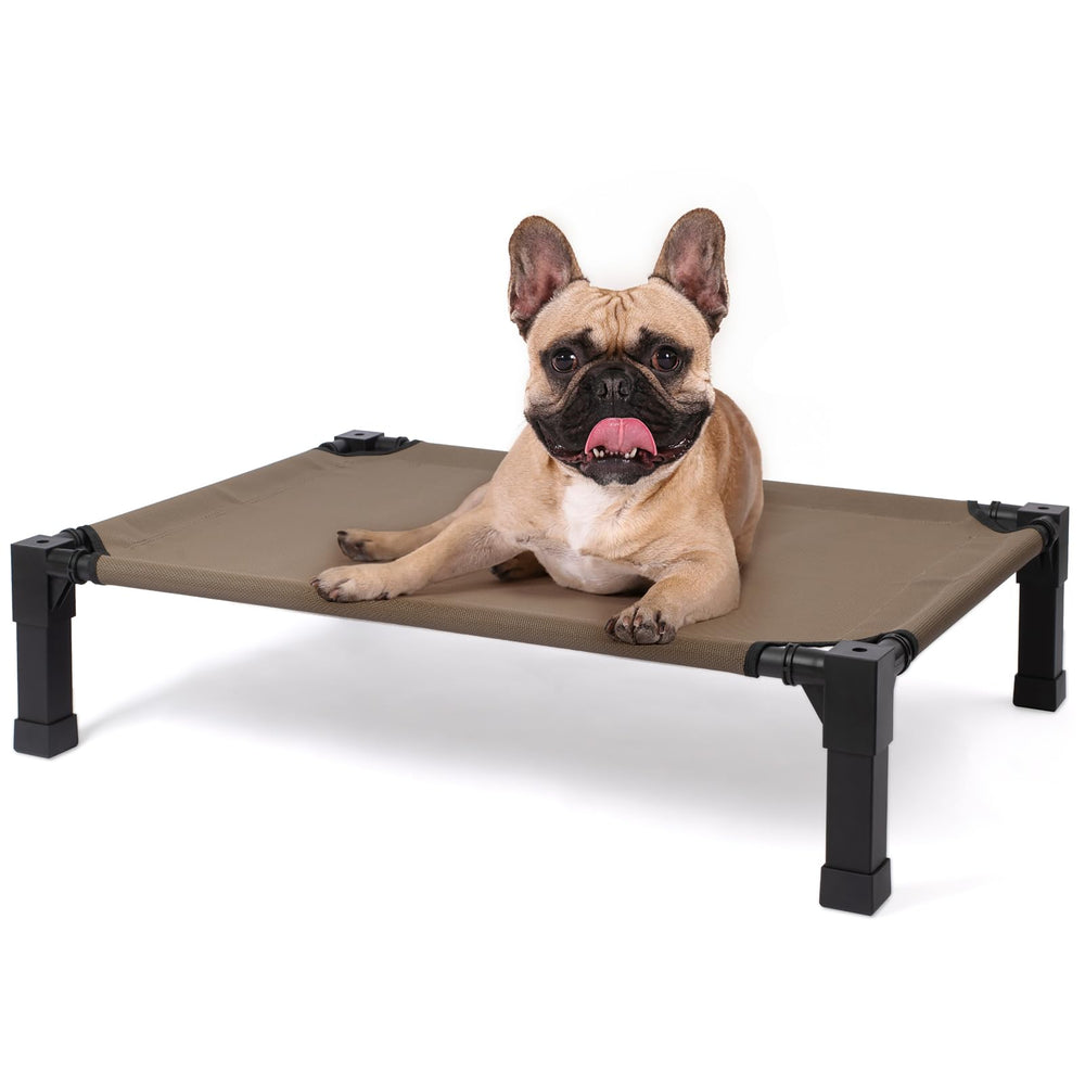 Heeyoo cooling elevated dog bed front view shows airflow for hot days