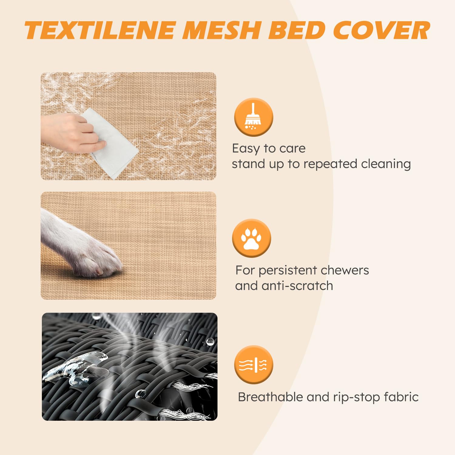 Heeyoo cooling elevated dog bed mesh close-up emphasizes airflow and easy cleaning