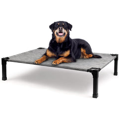 Heeyoo cooling elevated dog bed mesh close-up showing breathable material for dry comfort.