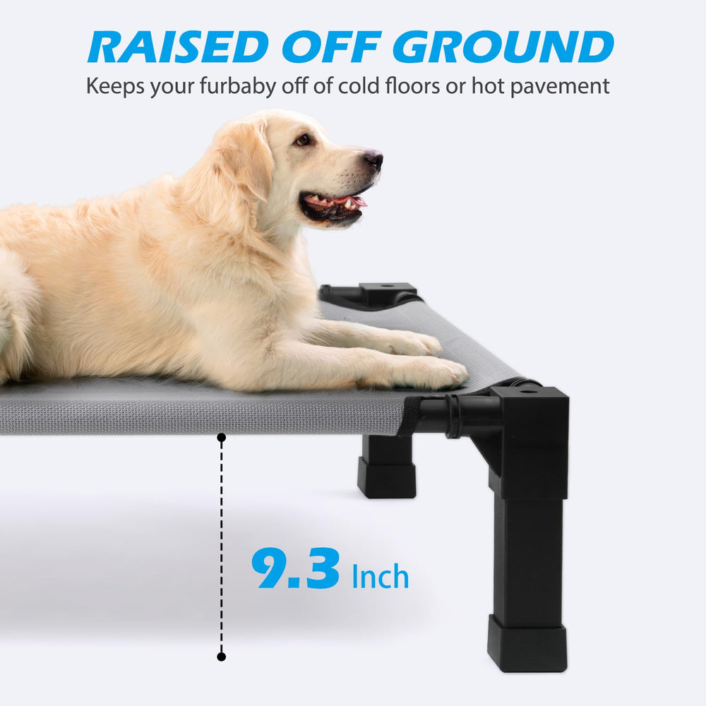 Heeyoo cooling elevated dog bed non-slip feet protect floors and stay put