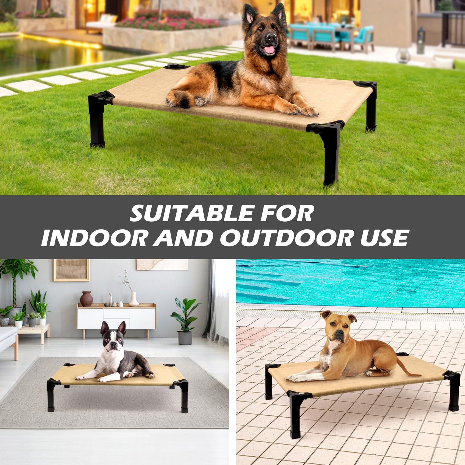 Heeyoo cooling elevated dog bed raised height promotes air flow under the bed