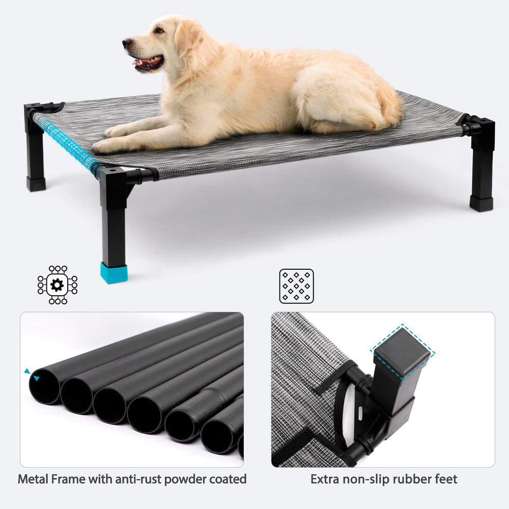 Heeyoo cooling elevated dog bed washable mesh for simple cleaning and quick dry.