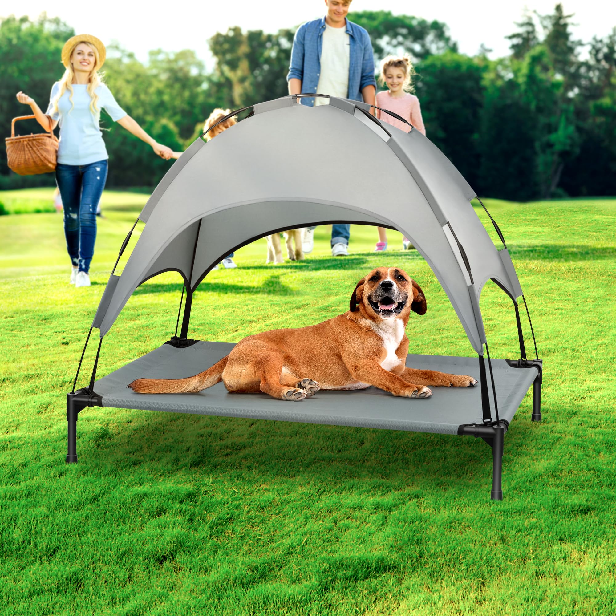 Heeyoo canopy attached to cot corner detail for rain protection